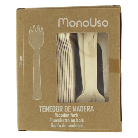 Mini Garfo de Madeira Eco 10,5cm (100 Unidades)