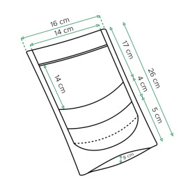 Saco DoyPack Kraft Fecho Zip e Janela 16+8x26cm (1000 Uds)