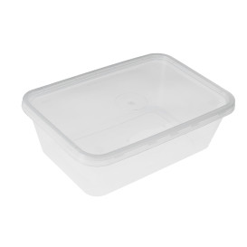 Embalagens Plastico Rectangular Transp. com Tampa 1.000ml (50 Uds)