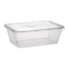 Embalagens Plastico Rectangular Transp. com Tampa 1.000ml (50 Uds)
