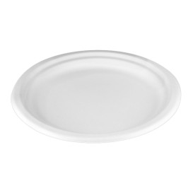 Prato em Cana de Açúcar Branco Ø22 cm (50 Uds)