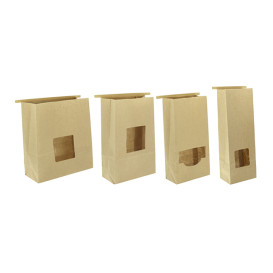 Saco Sem Alças Kraft Fecho Metálico e Janela 9+6x26cm (50 pcs)