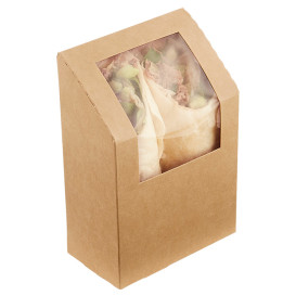 Recipiente de Cartão Kraft com janela para Wrap 90x50x130mm (500 Uds)