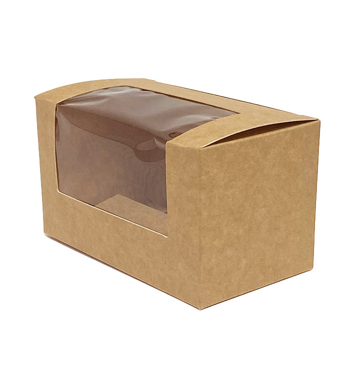 Caixa de cartão Kraft com janela 125x70x70mm (500 Uds) Caixa de cartão Kraft com janela 125x70x70mm (500 Uds)