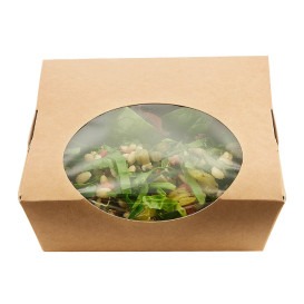 Saladeira de Cartão Kraft com Janela 500ml (250 Uds)