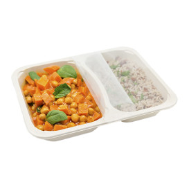 Embalagem Cana-de-açúcar PLA 2C 820ml 22,7x17,8x3,2cm  (300 Uds)