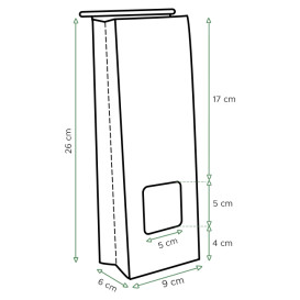 Saco Sem Alças Kraft Fecho Metálico e Janela 9+6x26cm (50 pcs)