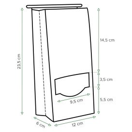 Saco Sem Alças Kraft Fecho Metálico e Janela 12+6x23,5cm (50 pcs)