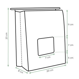 Saco Sem Alças Kraft Fecho Metálico e Janela 20+8x23cm (50 pcs)