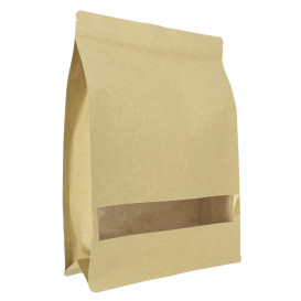 Saco StandUp Kraft Fecho Zip e Janela 25+10x35cm (50 Uds)