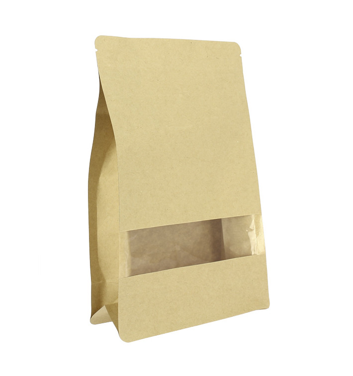 Saco StandUp Kraft Fecho Zip e Janela 16+8x26cm (50 Uds) Saco StandUp Kraft Fecho Zip e Janela 16+8x26cm (50 Uds)