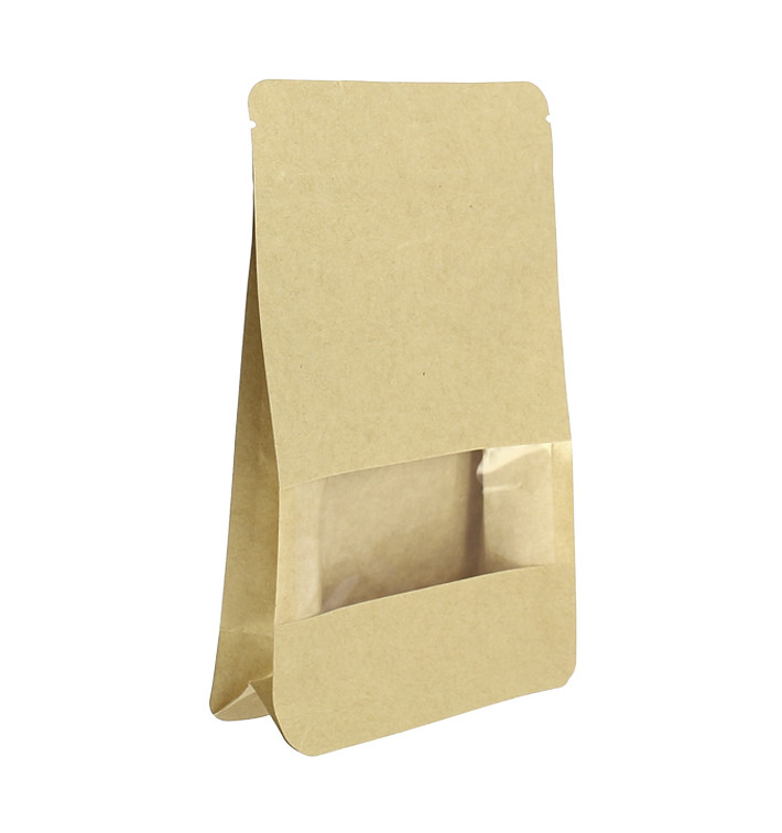 Saco StandUp Kraft Fecho Zip e Janela 12+6x20cm (1000 Uds) Saco StandUp Kraft Fecho Zip e Janela 12+6x20cm (1000 Uds)