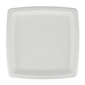 Prato Quadrado Cana-de-açúcar Branco 17cm (1000 Uds)