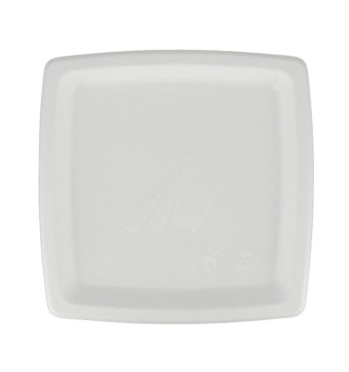 Prato Quadrado Cana-de-açúcar Branco 17cm (1000 Uds) Prato Quadrado Cana-de-açúcar Branco 17cm (1000 Uds)