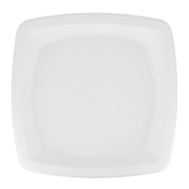 Prato Quadrado Cana-de-açúcar Branco 25cm (125 Uds)