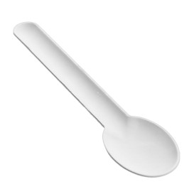 Colher em Cana-de-Açúcar Branco 16cm (50 Uds)