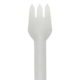 Garfo em Cana-de-Açúcar Branco 16cm (50 Uds)