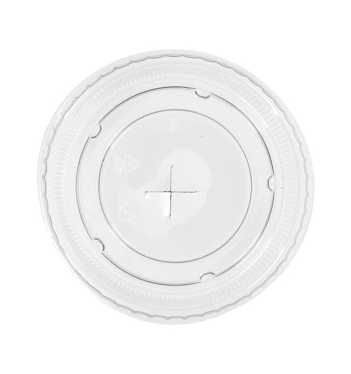Tampa plana com cruz PET Transparente Ø8,5cm (1.000 Uds) Tampa plana com cruz PET Transparente Ø8,5cm (1.000 Uds)