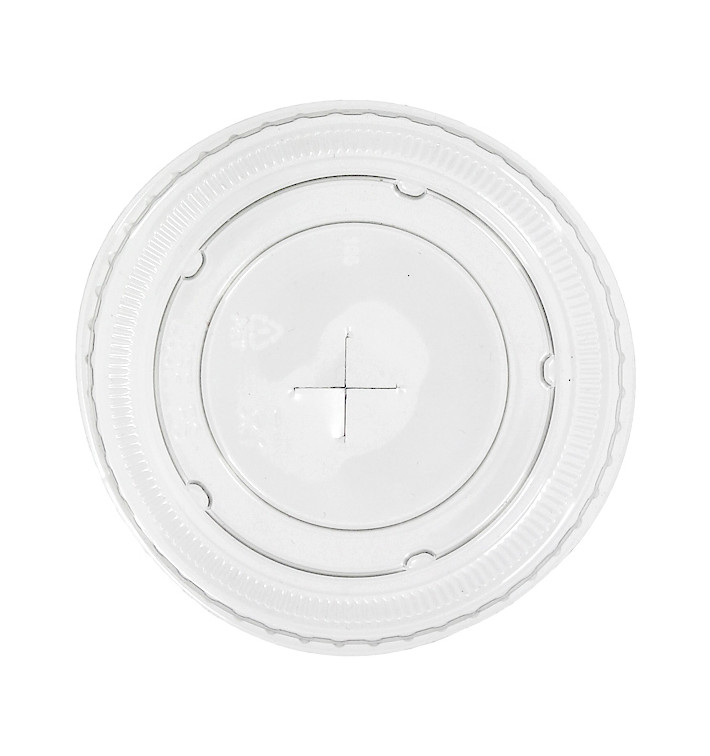 Tampa plana com cruz PET Transparente Ø8,5cm (50 Uds) Tampa plana com cruz PET Transparente Ø8,5cm (50 Uds)