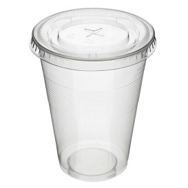 Tampa plana com cruz PET Transparente Ø8,5cm (50 Uds)