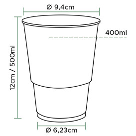 Copo de Plastico PP Transparente 500ml Ø9,4cm (50 Uds)