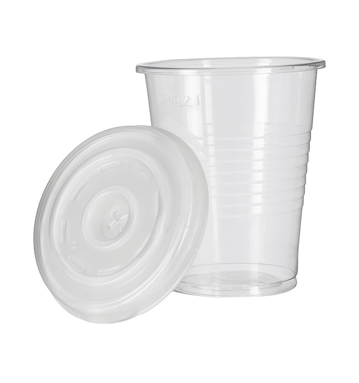 Copo PP Transparente 240ml + Tampa Travel Cross Lid PS Ø7,4cm (1.000 Uds) Copo PP Transparente 240ml + Tampa Travel Cross Lid PS Ø7,4cm (1.000 Uds)