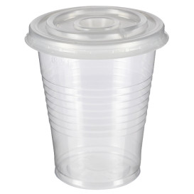 Copo PP Transparente 240ml + Tampa Travel Cross Lid PS Ø7,4cm (1.000 Uds)