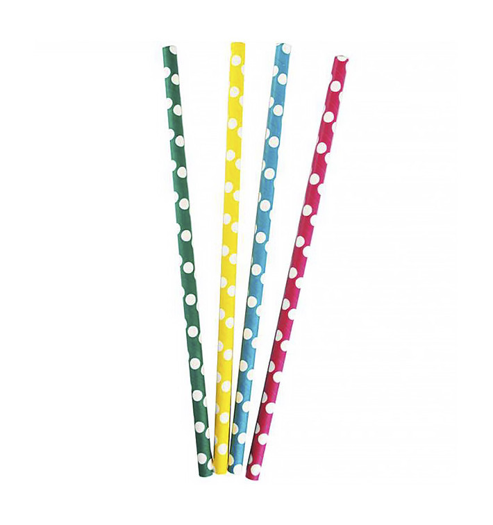 Palhinha Direita Papel "Pontos" Sortido Ø8mm 24cm (3.000 Uds) Palhinha Direita Papel "Pontos" Sortido Ø8mm 24cm (3.000 Uds)