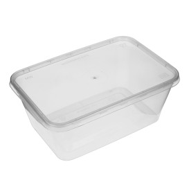 Embalagens Plastico Rectangular Transp. com Tampa 1.000ml (50 Uds)