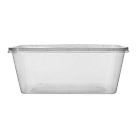 Embalagens Plastico Rectangular Transp. com Tampa 1.000ml (50 Uds)