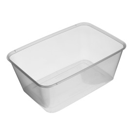 Embalagens Plastico Rectangular Transp. com Tampa 1.000ml (50 Uds)