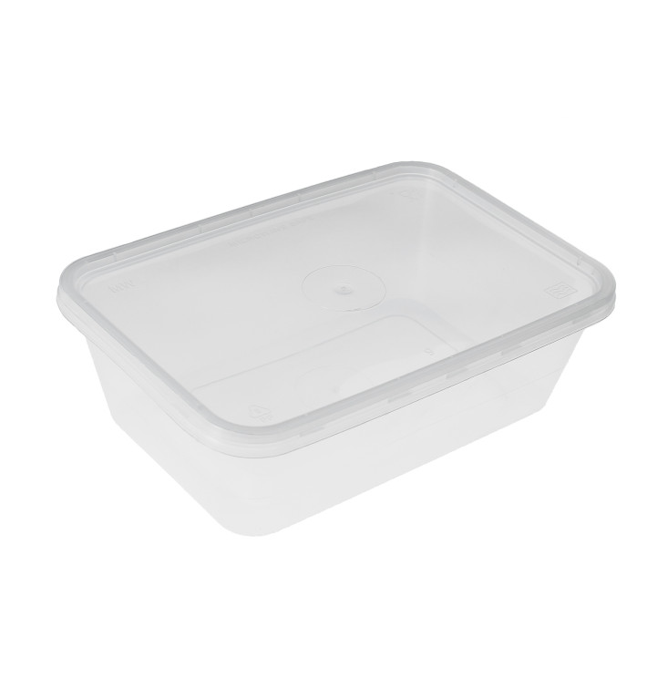 Embalagens Plastico Rectangular Transp. com Tampa 750ml (300 Uds)