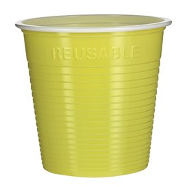 Copo de Plástico PS Bicolor Amarelo 230 ml (30 Uds)