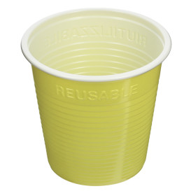 Copo de Plástico PS Bicolor Amarelo 230 ml (30 Uds)