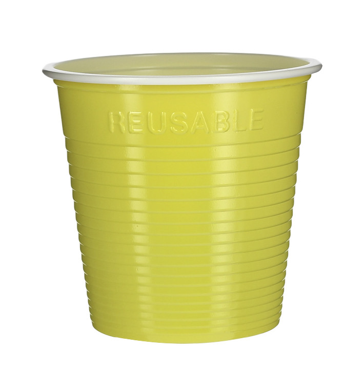 Copo de Plástico PS Bicolor Amarelo 230 ml (420 Uds)