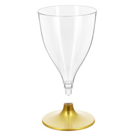 Copo PS Reutilizável Água/Vinhos Pés Ouro 200ml 2P (6 Uds)