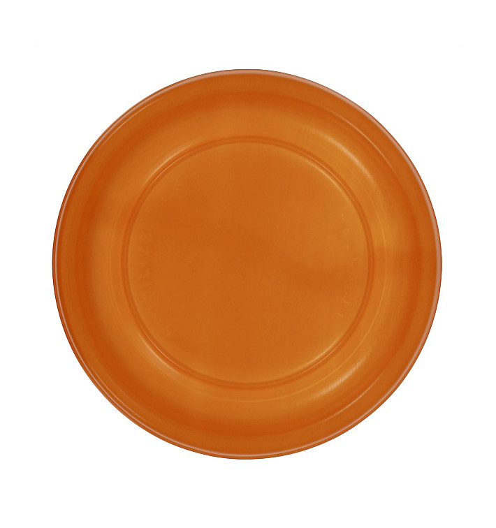 Prato Plano Reutilizável Económico PS Laranja Ø22cm (25 Uds) Prato Plano Reutilizável Económico PS Laranja Ø22cm (25 Uds)