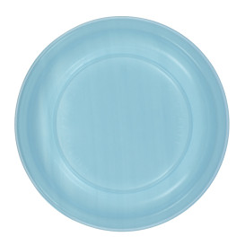 Prato Plano Reutilizável Económico PS Azul Claro Ø17cm (25 Uds)