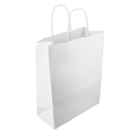 Saco Papel Kraft Branco Asas 100g/m² 25+11x31cm (200 Uds)