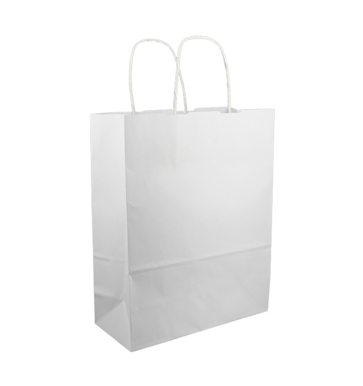 Saco Papel Kraft Branco Asas 100g/m² 25+11x31cm (200 Uds)