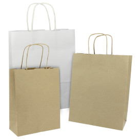 Saco Papel Kraft Marrom Asas 80g/m² 30+18x29cm (25 Uds)