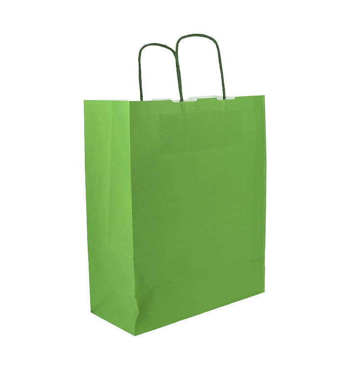 Saco Papel Verde com Asas 100g/m² 25+11x31cm (25 Uds) Saco Papel Verde com Asas 100g/m² 25+11x31cm (25 Uds)