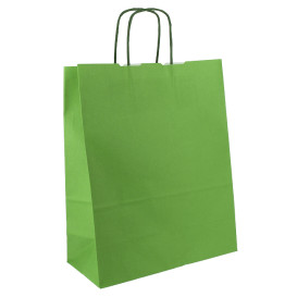 Saco Papel Verde com Asas 100g/m² 25+11x31cm (25 Uds)