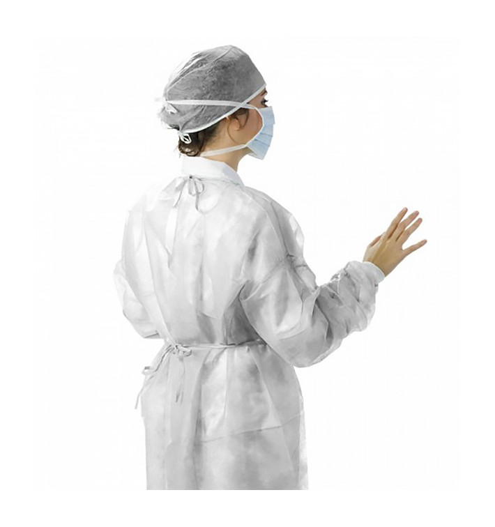 Bata TST PP Branco Abertura Traseira com Tiras XL (100 Uds) Bata TST PP Branco Abertura Traseira com Tiras XL (100 Uds)