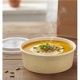Terrina de Cartão Kraft Con Tampa PP 25 Oz/750ml (50 Uds)