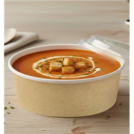Terrina de Cartão Kraft Con Tampa PP 33Oz/1000ml (25 Uds) 