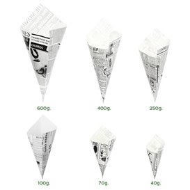 Cone de Papel Antigordura 340mm 400g (1.000 Uds)