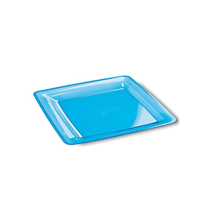 Prato Plastico Rigido Quadrado Turquesa 18x18 Prato Plastico Rigido Quadrado Turquesa 18x18