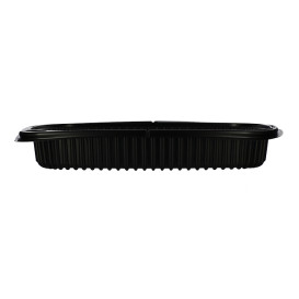 Embalagem Retangular PP Preto 1050ml 255x189x45mm (40 Uds)