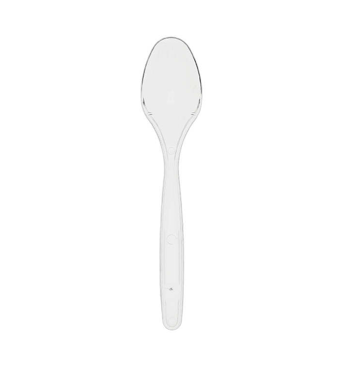 Mini Colher de plástico PS Reutilizável Transparente 12,5cm (720 Uds) Mini Colher de plástico PS Reutilizável Transparente 12,5cm (720 Uds)